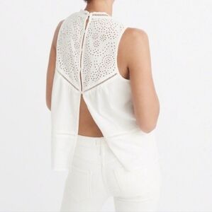 Abercrombie & Fitch White Eyelet Sleeveless Top